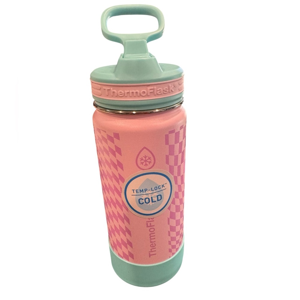 ThermoFlask Temp-Lock Cold Water Bottle - Pink & Mint 16 oz NWT